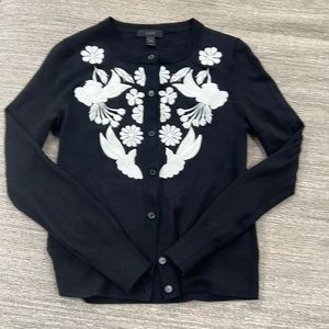 J. Crew Embroidered Black & Ivory Sweater . XS
